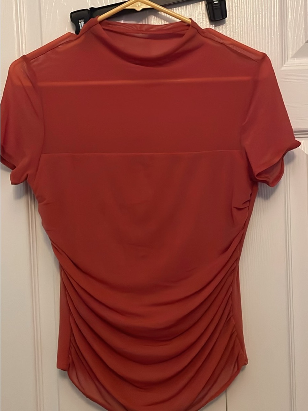 Women’s Short-Sleeve Ruched Top in Rust
